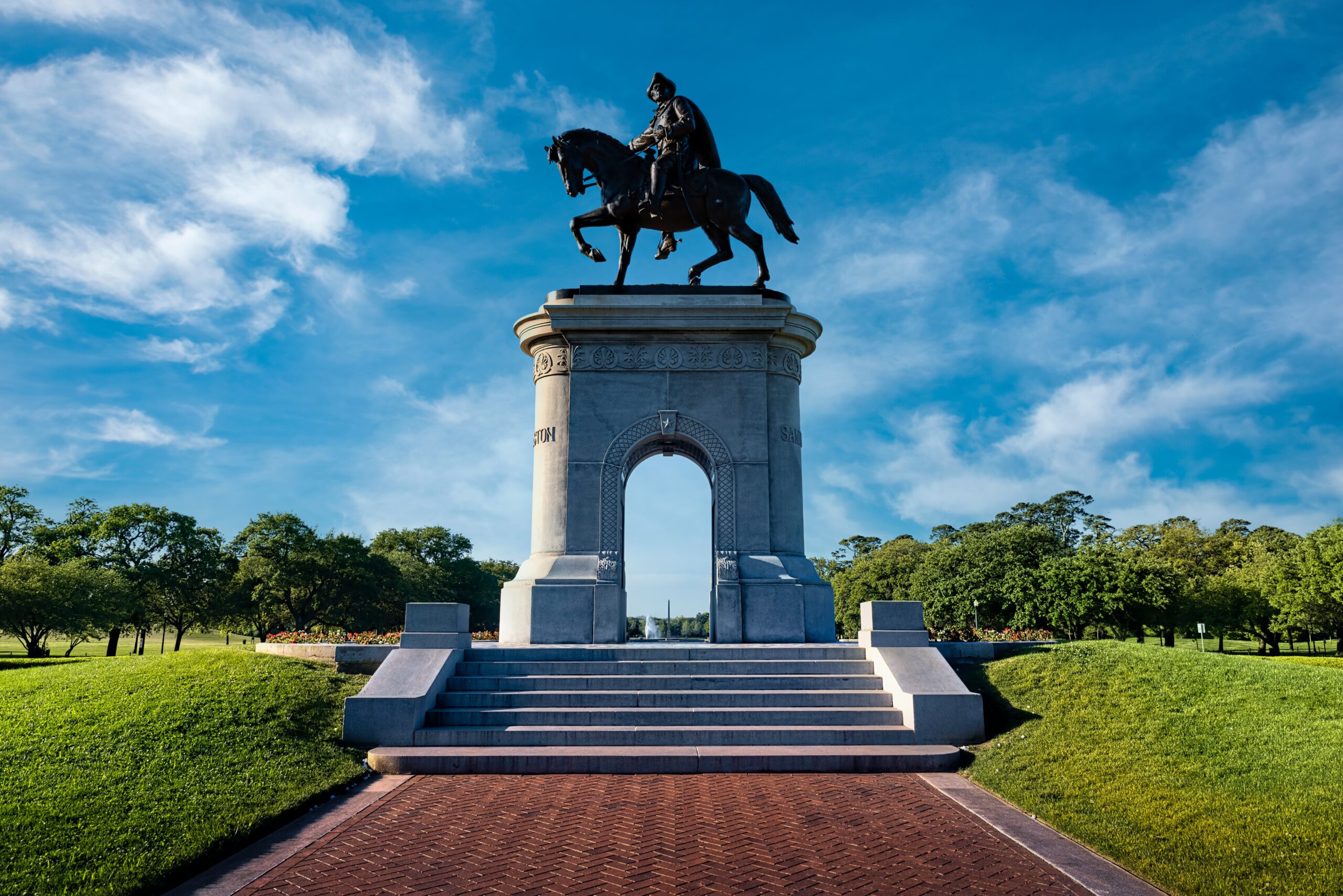 Statue of General Sam Houston in Hermann Park in Houston, Texas.