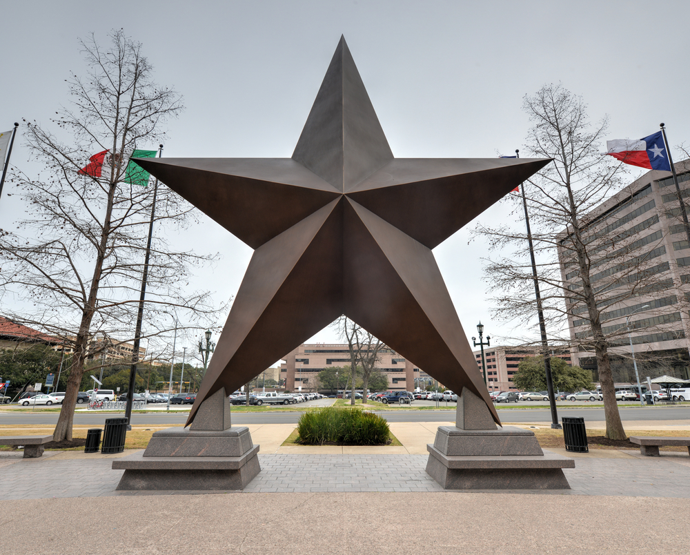 Texas Star in front of the Bob Bullock Texas State History Museum in downtown Austin, Texas.