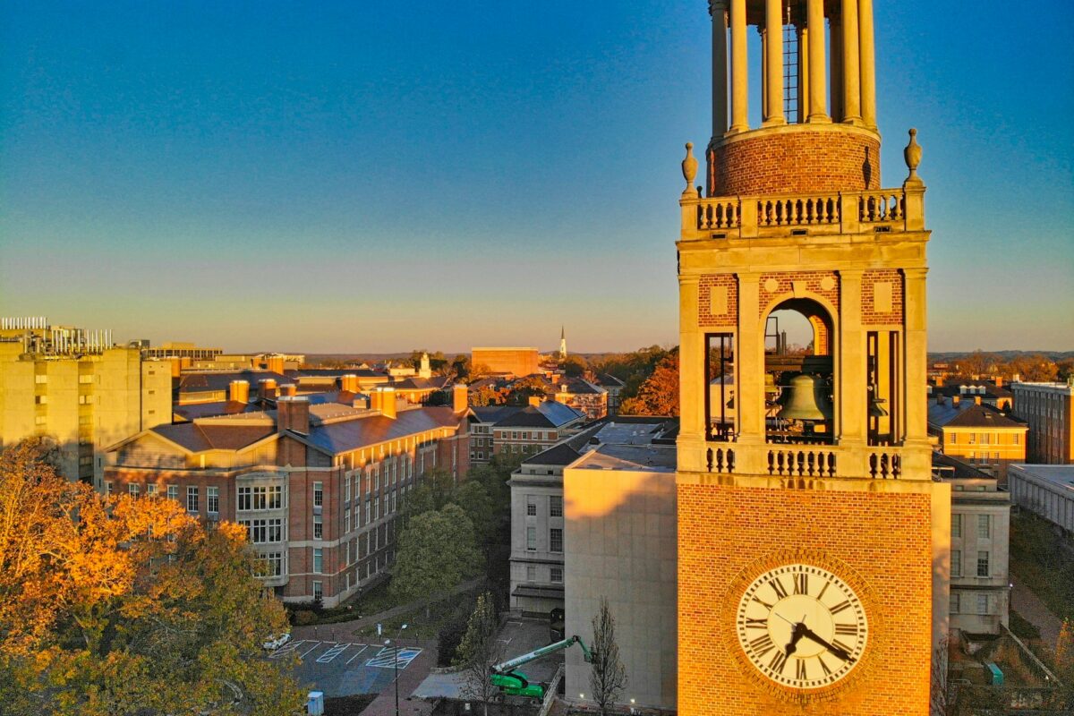 UNC bell tower on the campus in Chapel Hill, North Carolina.